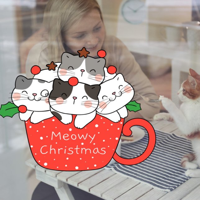 Vet Pet Shop Meowy Christmas Cute Cats Xmas Window Cling (Creator Uploaded)