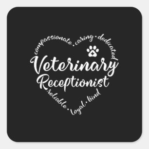 Vet receptionist veterinary receptionist square sticker