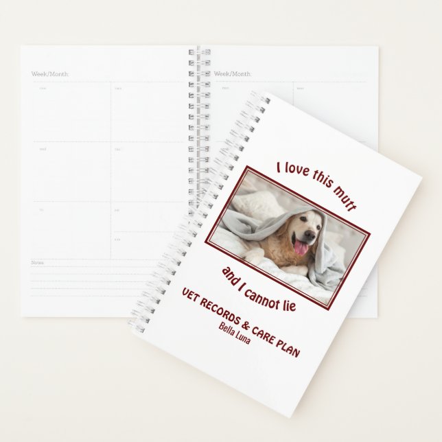 VET RECORDS Personalised Custom Photo CARE PLAN Planner (Display)