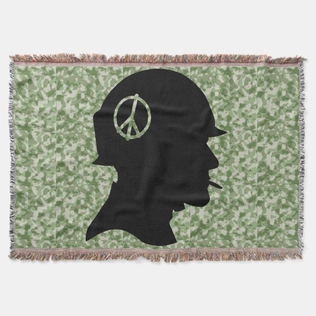 Vet Silhouette Camo Throw Blanket (Front)