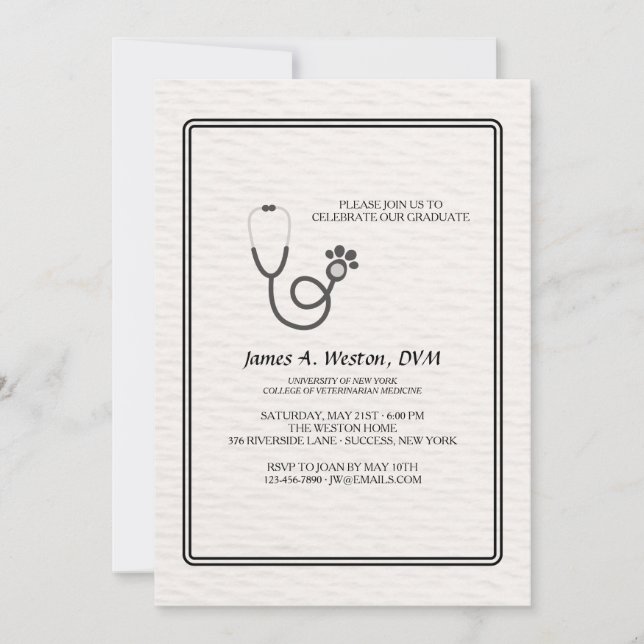Vet Stethoscope Invitation (Front)