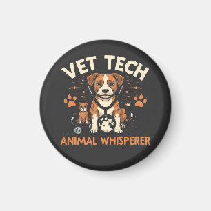 Vet Tech Animal Whisperer Cute Puppy Stethoscope Magnet