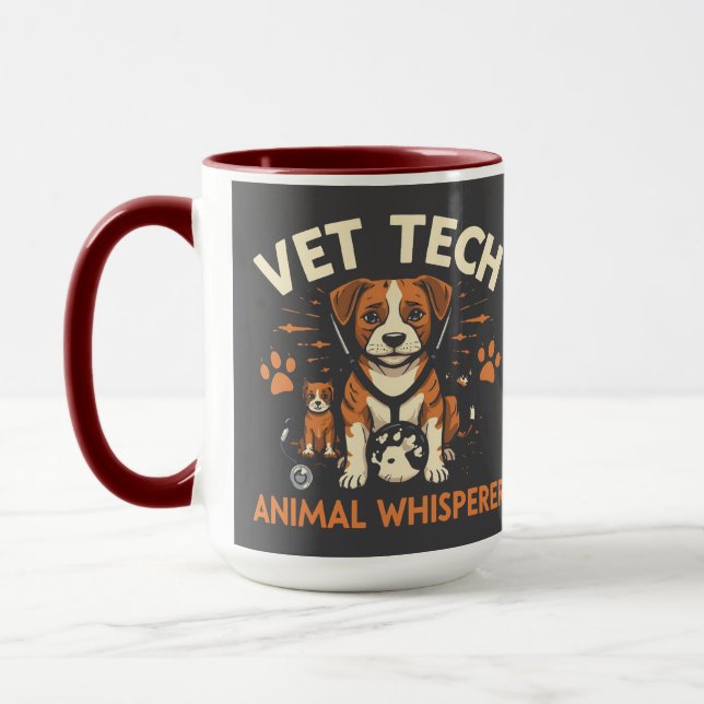 Vet Tech Animal Whisperer Cute Puppy Stethoscope Mug (Left)