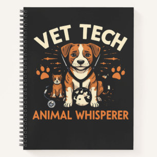 Vet Tech Animal Whisperer Cute Puppy Stethoscope Notebook