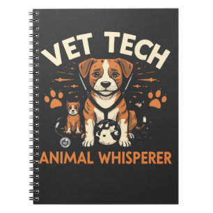 Vet Tech Animal Whisperer Cute Puppy Stethoscope Notebook