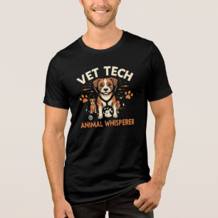 Vet Tech Animal Whisperer Cute Puppy Stethoscope Tri-Blend Shirt