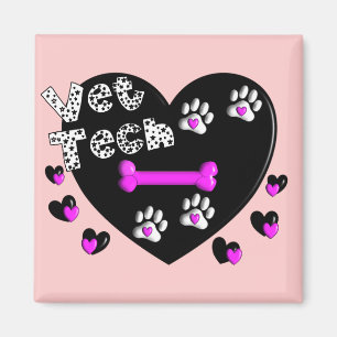 Vet Tech BLACK AND WHITE HEARTS Magnet