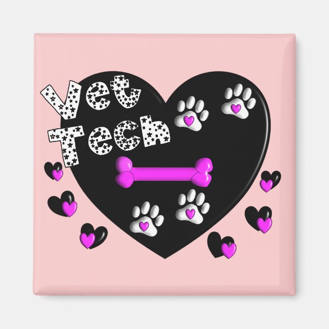 Vet Tech BLACK AND WHITE HEARTS Magnet (Front)