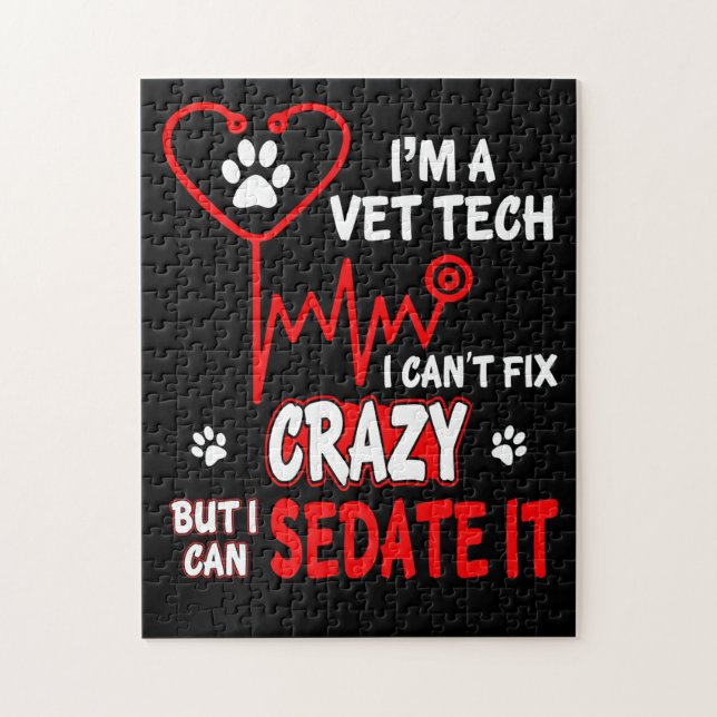 Vet Tech Can_t Fix Crazy  T Shirt Jigsaw Puzzle (Vertical)