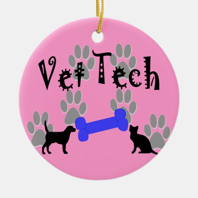Vet Tech Christmas Ornament  Paws and Bones (Front)
