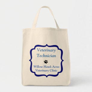 Vet Tech/Clinic-Blue Bracket-Black Paw Print Tote Bag
