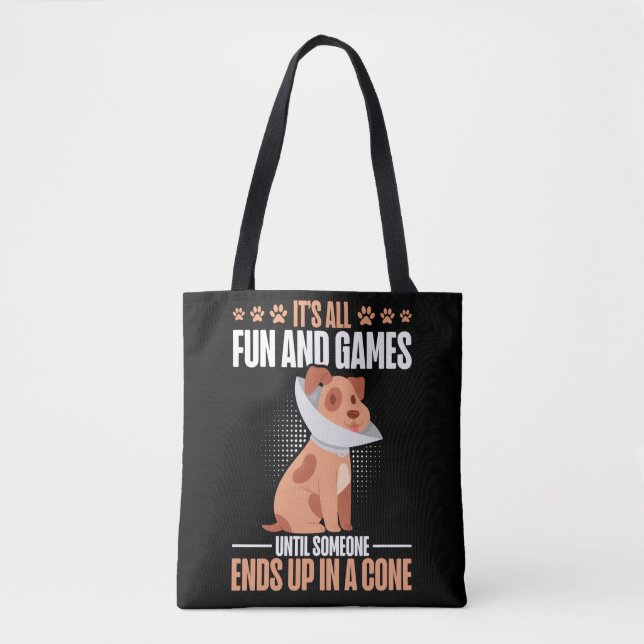 Vet Tech Dog Cone Humour Veterinarian Tote Bag (Front)