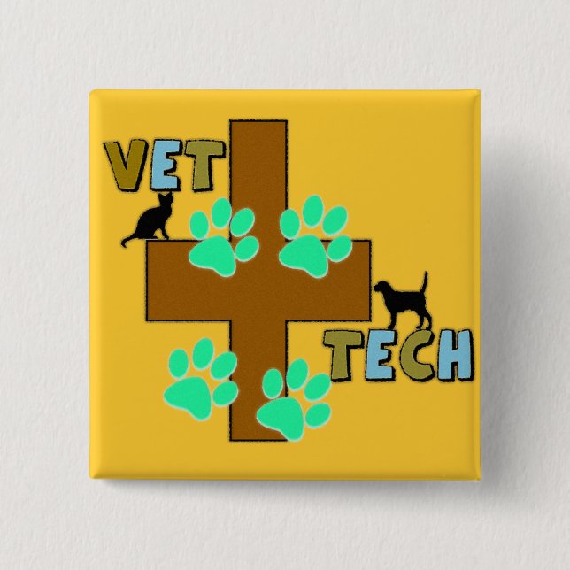 Vet Tech Gift 15 Cm Square Badge (Front)