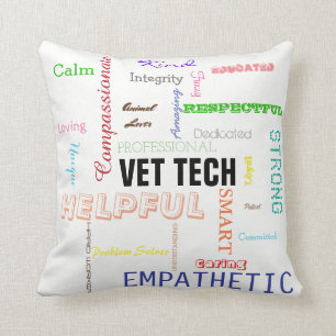 Vet Tech Gift Attributes Traits Bright Typography Cushion