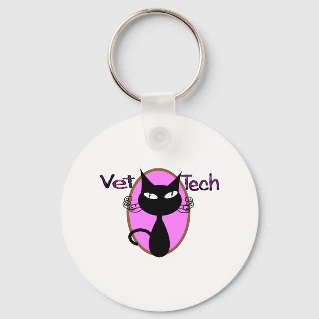 Vet Tech Gifts "Adorable Cat Design Key Ring (Front)