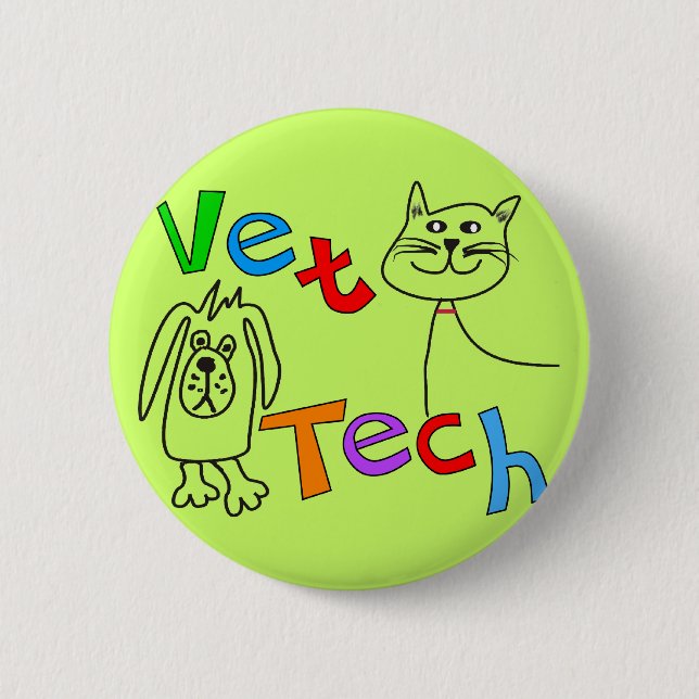 Vet Tech Gifts, Veterinary Technician 6 Cm Round Badge (Front)