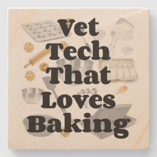 Vet Tech Loves Baking Stone Coaster