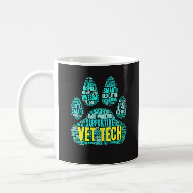 Vet Tech Mug - Cool Word Cloud for Veterinarians (Left)