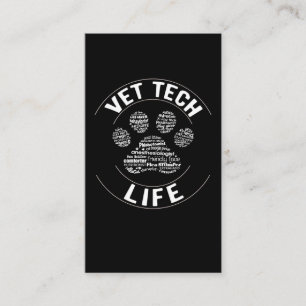 Vet Tech Paw Veterinarian Veterinary Technician Business Card