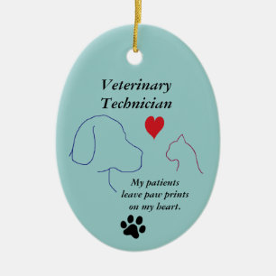 Vet Tech - Personalised Paw Prints on My Heart #2 Ceramic Tree Decoration