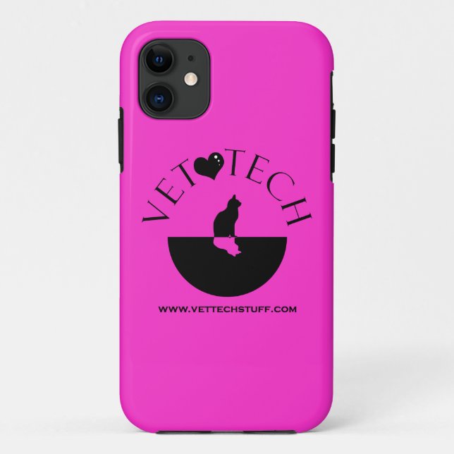 vet tech phone case hot pink (Back)