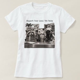 Vet Tech Racoon Opossum Skunk Coffee Humour T-Shirt