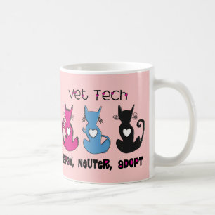 Vet Tech SPAY NEUTER ADOPT Black Cats Design Coffee Mug