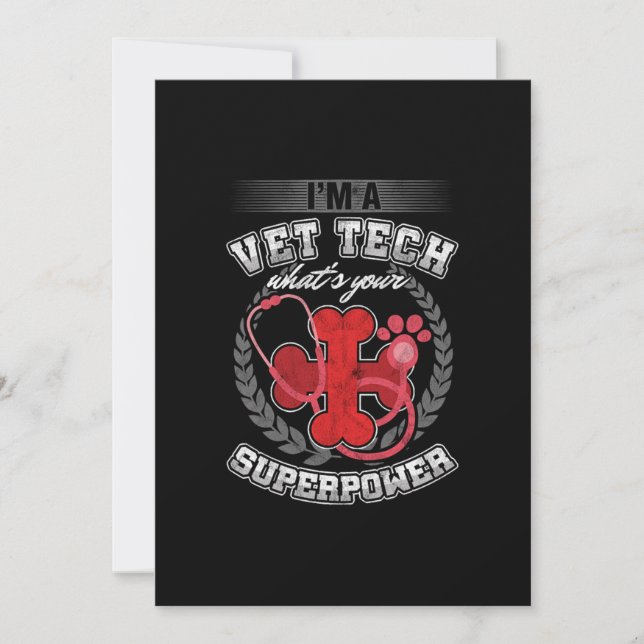 Vet Tech Superpower Veterinarians Animal Care Vete Invitation (Front)