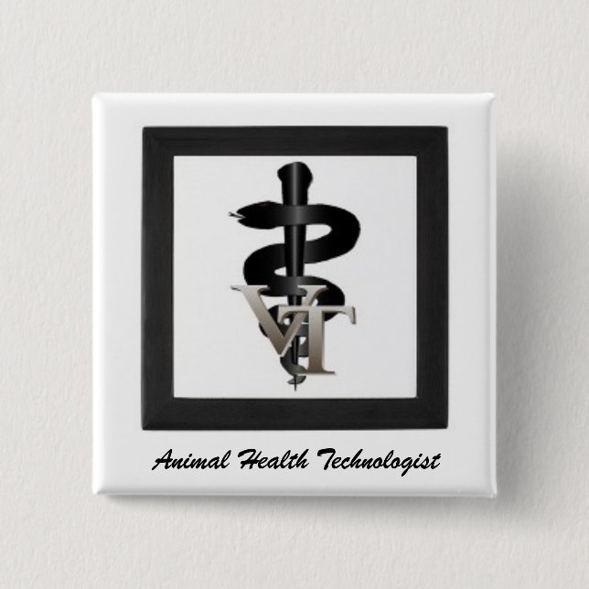 Vet-tech-symbol, Animal Health Technologist 15 Cm Square Badge (Front)