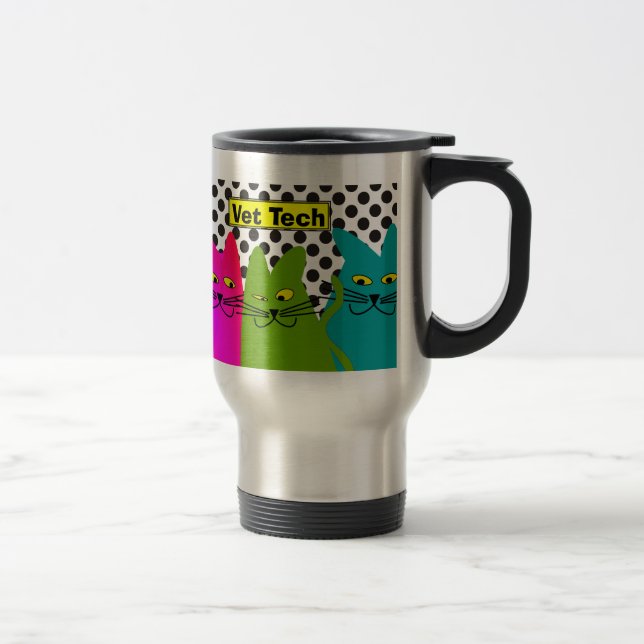 Vet Tech Travel Mug Whimsical Cats (Right)