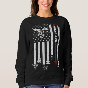 Vet Tech Usa Flag Pets Veterinarian Technician Sweatshirt