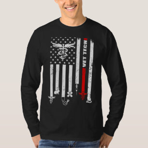 Vet Tech Usa Flag Pets Veterinarian Technician T-Shirt