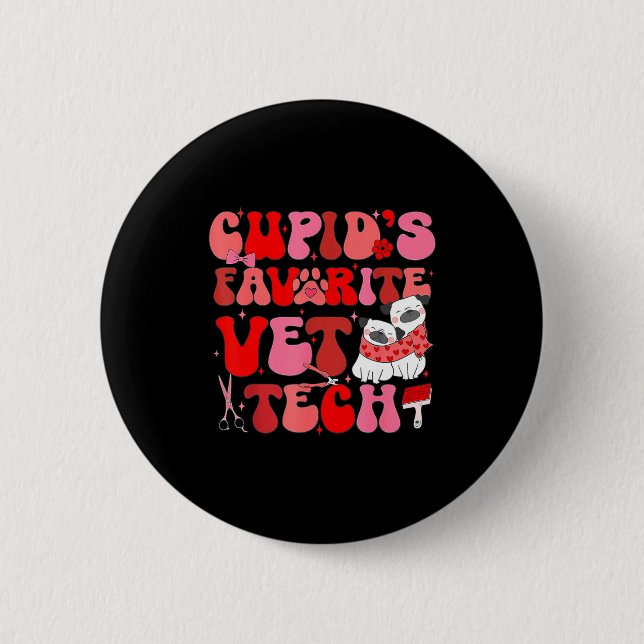 Vet Tech Valentines Day Veterinary Vet Student Vet 6 Cm Round Badge (Front)