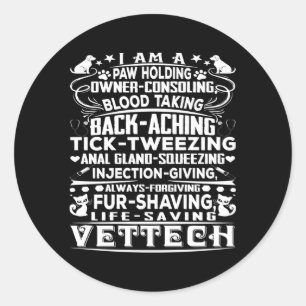 Vet Tech Vet Tech Grey Small Classic Round Sticker