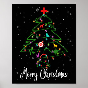 Vet Tech Veterinarian Christmas Tree Merry Christm Poster