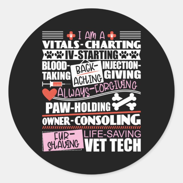Vet Tech Veterinarian Veterinary School Graduate Classic Round Sticker (Front)
