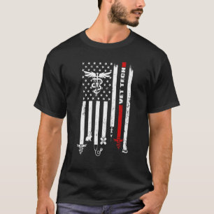 Vet Tech Veterinary Technician American Flag Paw P T-Shirt