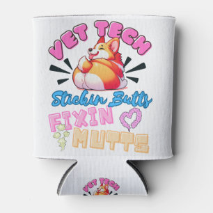 vet tech,veterinary technician,funny,nurse,cute can cooler