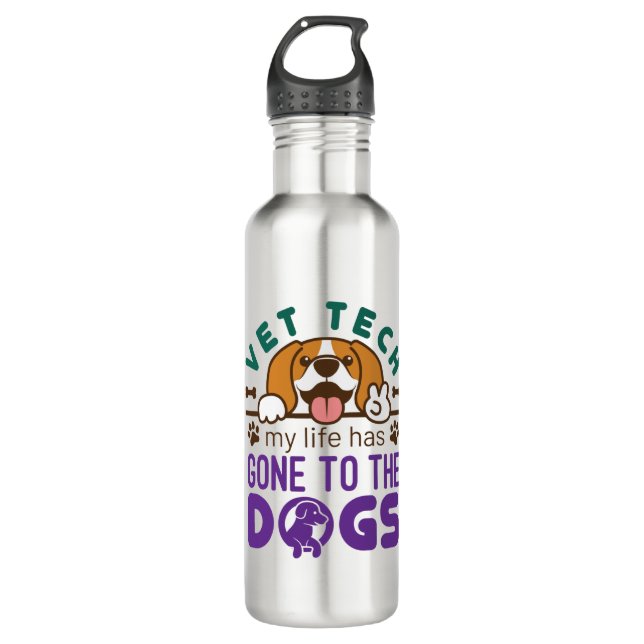 Vet Tech Veterinary Technician Life Gone to  Dogs 710 Ml Water Bottle (Front)