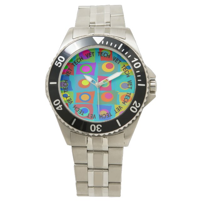 Vet Tech Watch Funky Abstract Design Blue (Front)