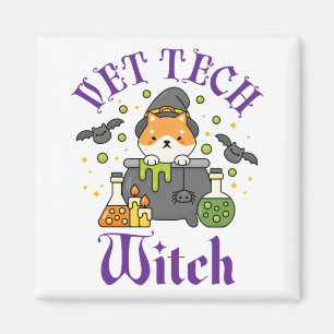 Vet Tech Witch Veterinary Technician Halloween Magnet