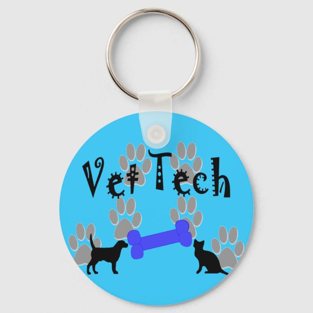 Vet TECH With Dog Bone Key Ring (Front)