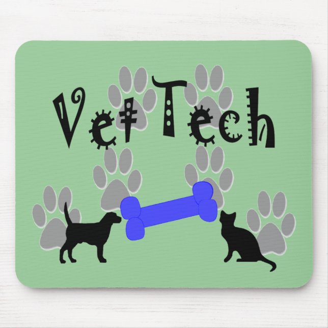 Vet TECH With Dog Bone Mouse Mat (Front)