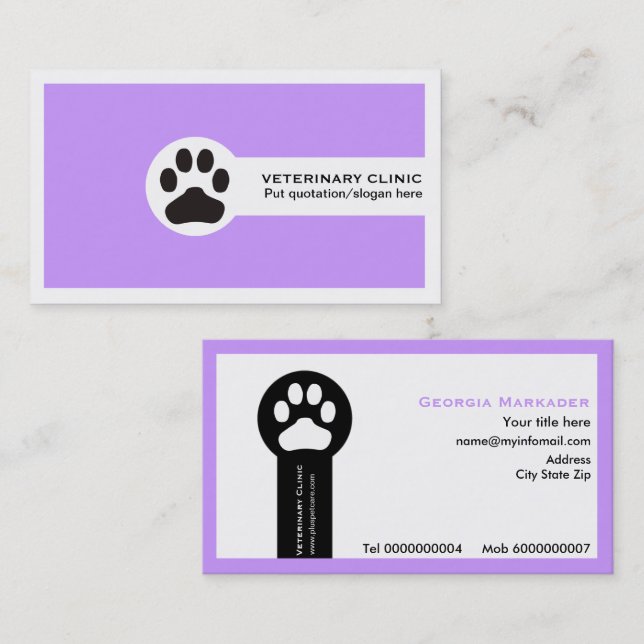 Vet/Veterinary Clinic minimalist business cards (Front/Back)