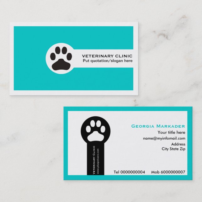 Vet/Veterinary Clinic minimalist business cards (Front/Back)