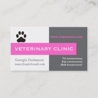 Vet/Veterinary Clinic, paw hot pink eye-catching