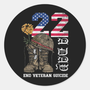 Veteran 22 A Day Take Their Lives End Veteran Suic Classic Round Sticker