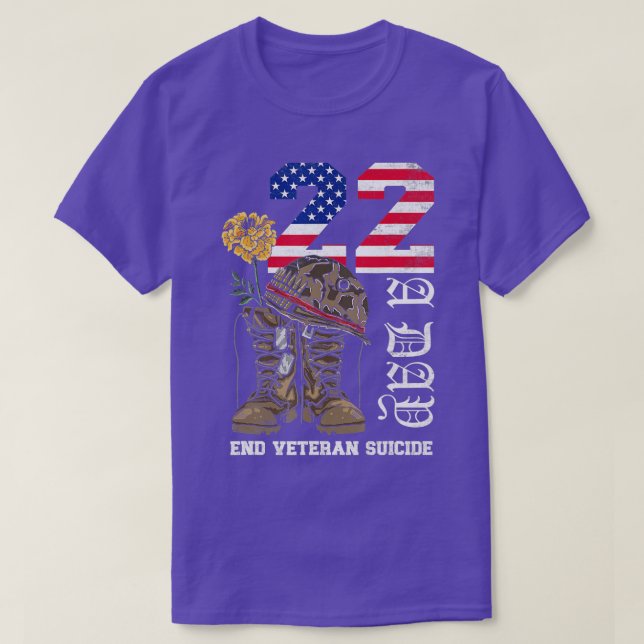 Veteran 22 A Day Take Their Lives End Veteran Suic T-Shirt (Design Front)