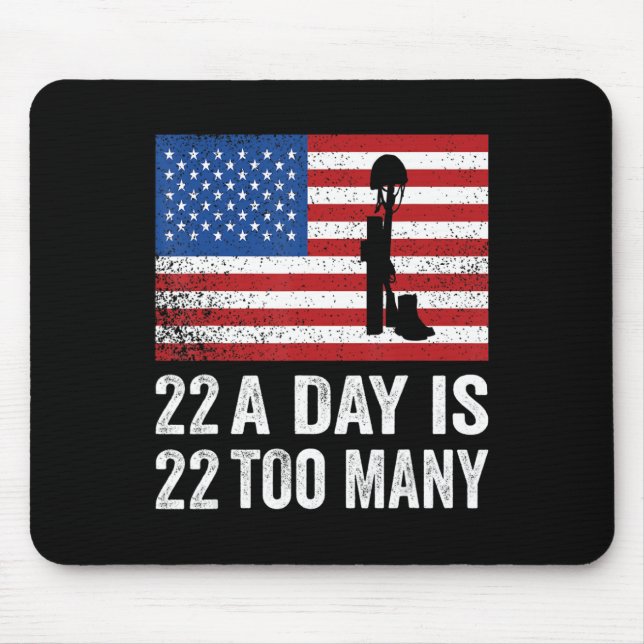 Veteran 22 Day Suicide Awareness PTSD Veteran Live Mouse Mat (Front)