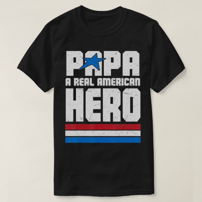 VETERAN 365 Papa Real American Hero Tee Fathers Da (Design Front)